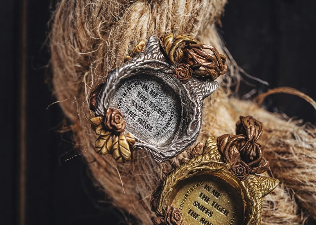 Memorial objects and an urn used to keep physical remains or keepsakes associated with the dead