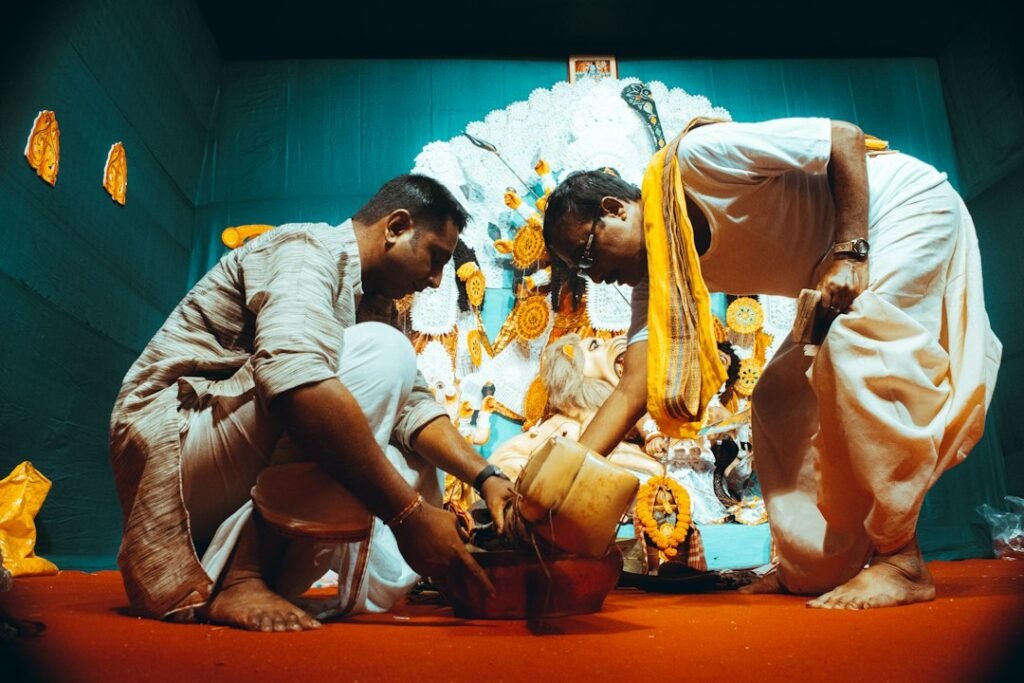 A conch shell used in an Indian Hindu ritual context