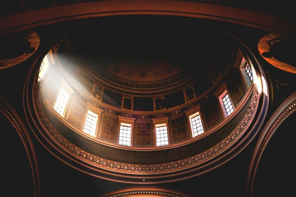 A domed or vaulted sacred interior illustrating how enclosed geometry shapes sound