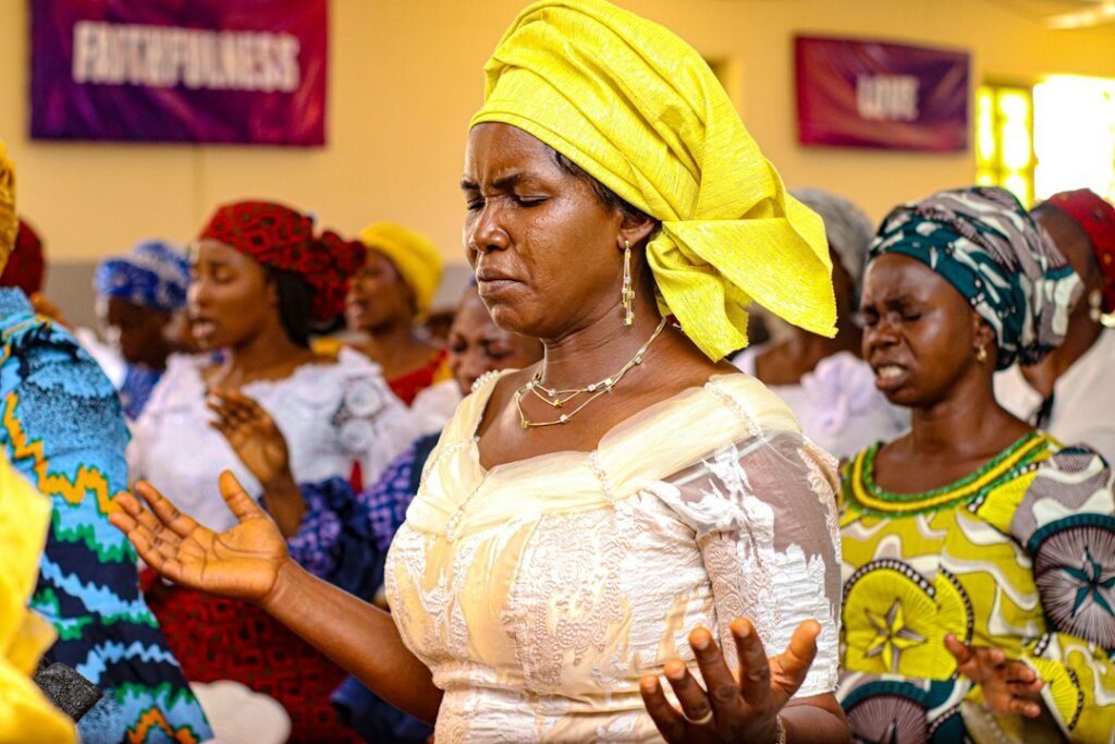 A repeated prayer, chant or ceremonial action performed in a religious setting