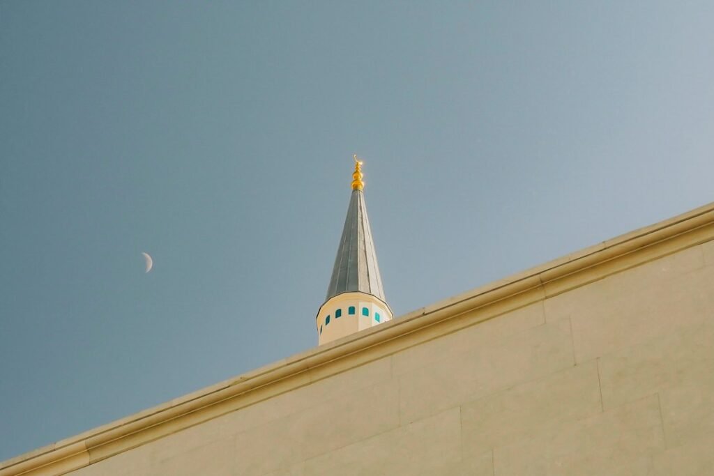 Tall sacred architecture emphasizing vertical height and upward form