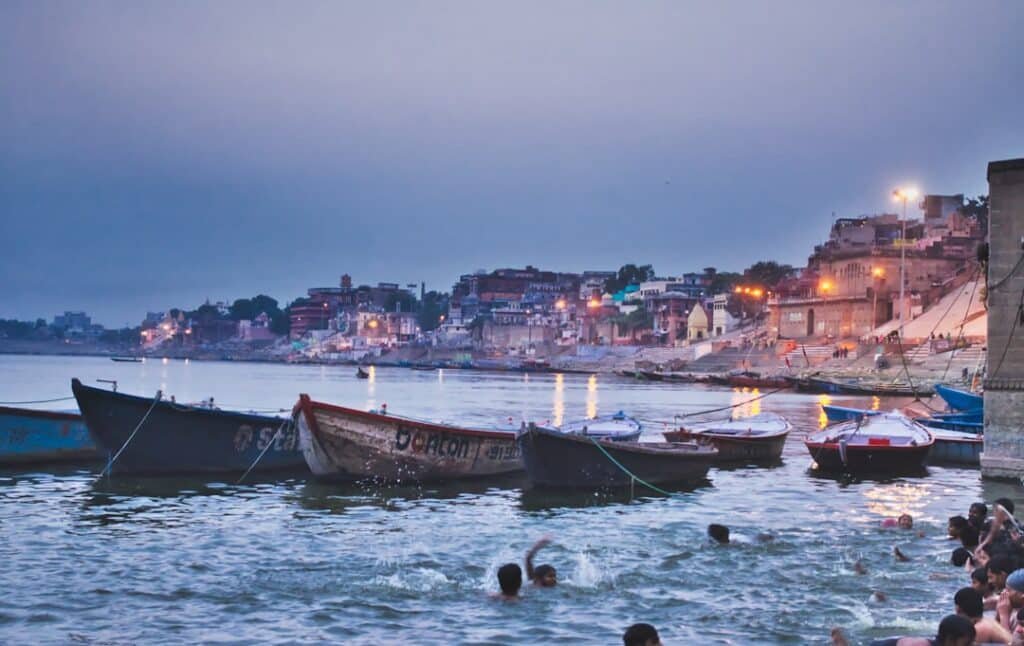 The Ganga River and ghats at Varanasi, one of the river's major sacred landscapes