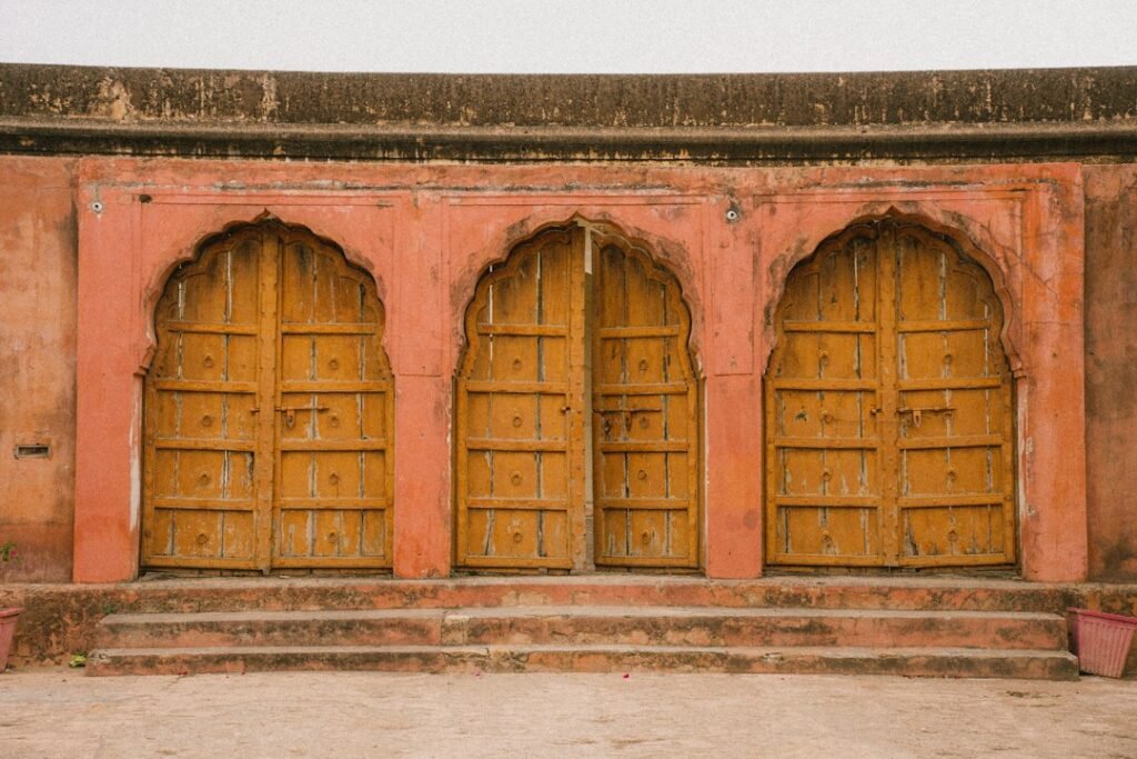 A traditional Indian doorway at the entrance to a home